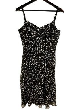 Ann Taylor VTG 100% Silk A-Line Midi Dress Size 6 Brown Print
